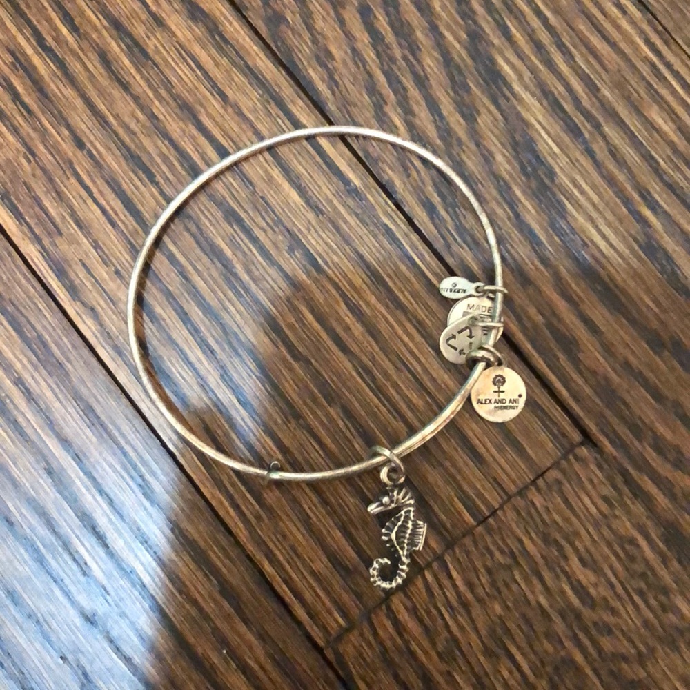 alex and ani silver bracelet w seahorse charm